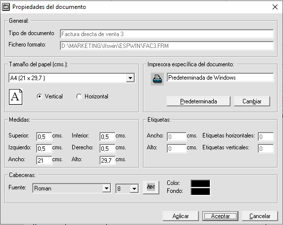 Diseña tu formato en PowerGest 25 Ventana propiedades