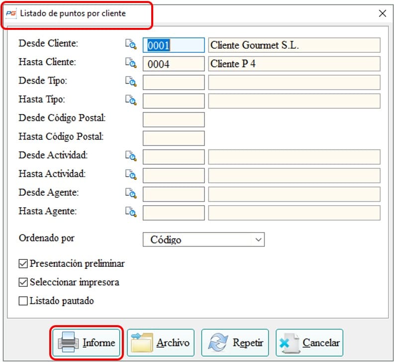 Crea Tu Fichero de clientes 54 Listado de puntos